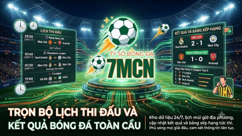 Danh sách lịch thi đấu và kết quả bóng đá cập nhật mới nhất trên 7m cn