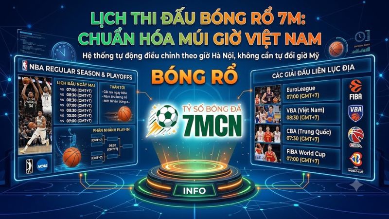Giao diện tra cứu lịch thi đấu bóng rổ NBA và tỷ lệ kèo trực tuyến tại 7m