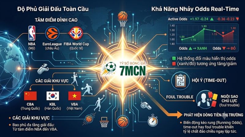 Theo dõi biến động tỷ lệ kèo bóng rổ trực tuyến theo thời gian thực trên 7m cn
