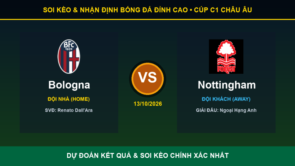 dự đoán kết quả trận Bologna và Nottingham - Banner đối đầu Bologna vs Nottingham