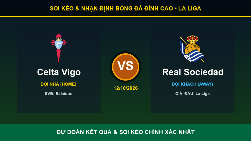 dự đoán kết quả trận Celta Vigo và Real Sociedad - Banner đối đầu Celta Vigo vs Real Sociedad
