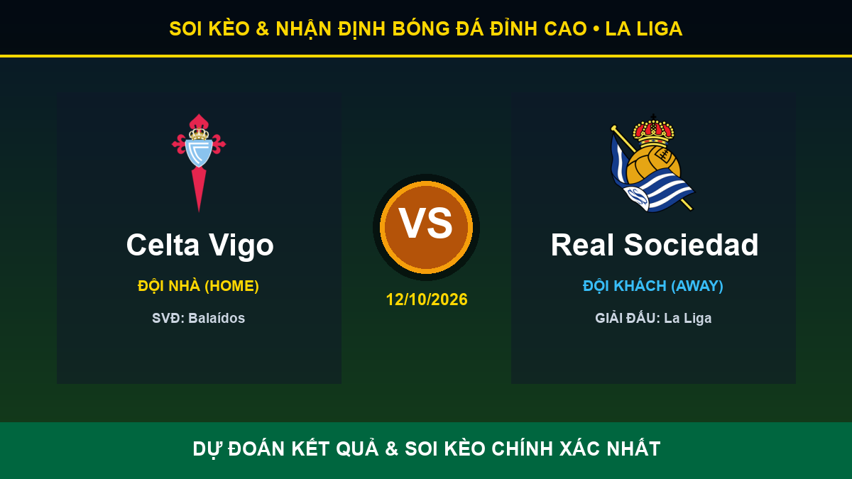 dự đoán kết quả trận Celta Vigo và Real Sociedad - Banner đối đầu Celta Vigo vs Real Sociedad