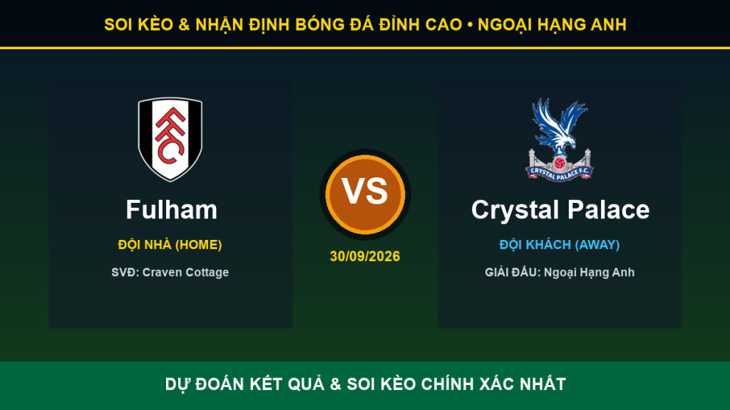 dự đoán kết quả trận Fulham và Crystal Palace - Banner đối đầu Fulham vs Crystal Palace