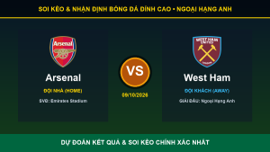 Nhận định phân tích trận Arsenal và West Ham ngày 09/10/2026
