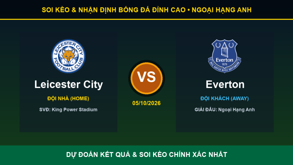 nhận định trận Leicester City và Everton - Banner đối đầu Leicester City vs Everton