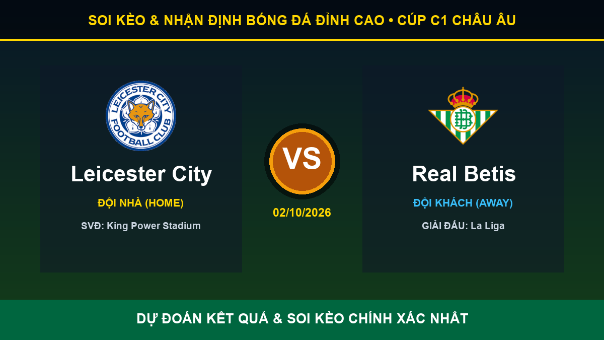 soi kèo 7M trận Leicester City và Real Betis - Banner đối đầu Leicester City vs Real Betis