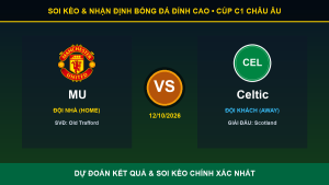 Tỷ lệ kèo 7M trận MU và Celtic ngày 12/10/2026